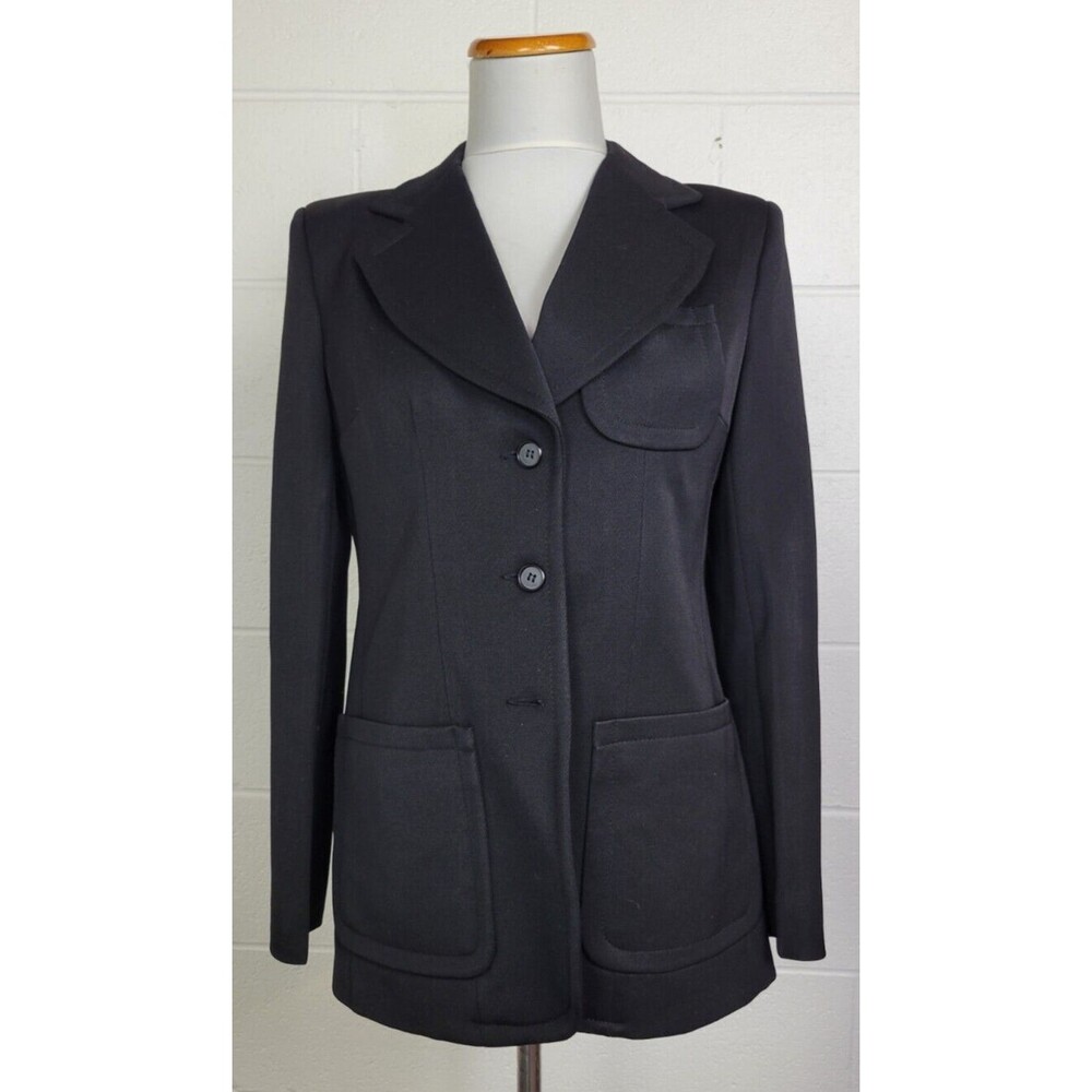 Vtg Brian Tucker Womens Black Wool 3 Button Blazer Ireland 8?‎